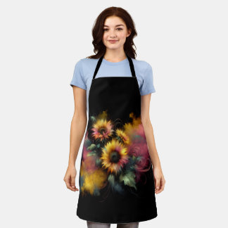 Beautiful Vibrant Abstract Sunflowers Apron
