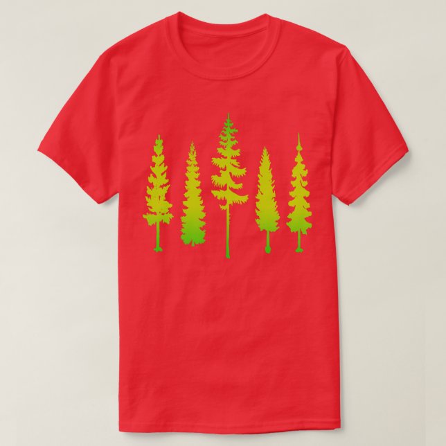 Beautiful Vibrant Conifer Trees T-Shirt (Design Front)