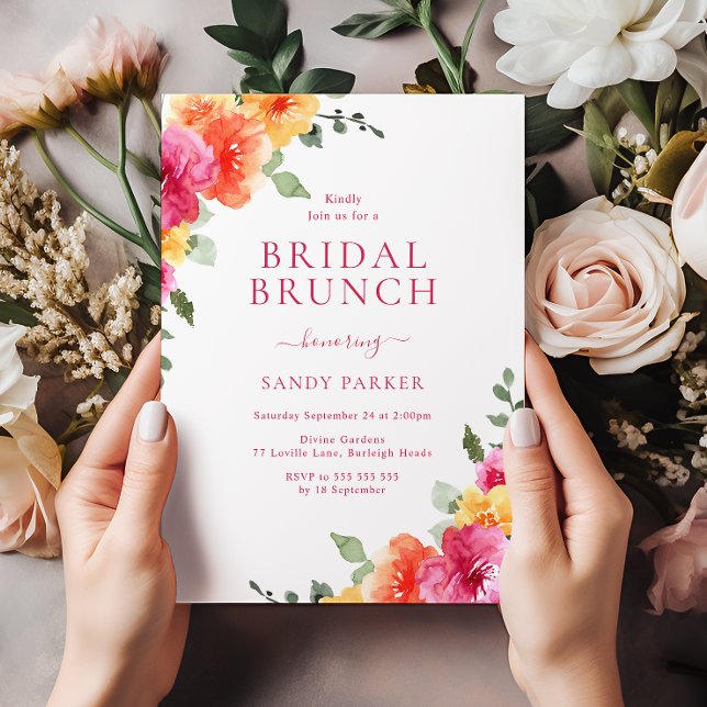 Beautiful Vibrant Floral Bridal Shower Brunch Invitation (Creator Uploaded)