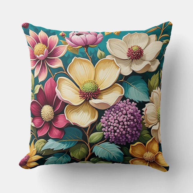 Beautiful Vibrant Flower Art  Cushion (Front)