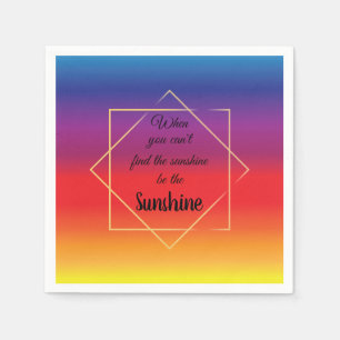 beautiful vibrant sunset with gold border quote napkin