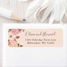 Beautiful Victoria Blush Floral Return Address