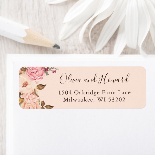 Beautiful Victoria Blush Floral Return Address Label (Insitu)