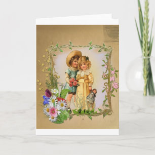 Beautiful Victorian Children Valentine's Day Card