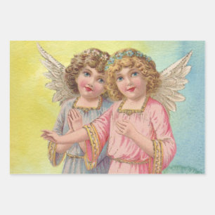 Beautiful Victorian Era Angels with Wings  Wrapping Paper Sheet