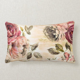 Beautiful Victorian Floral Painting Lumbar Cushion