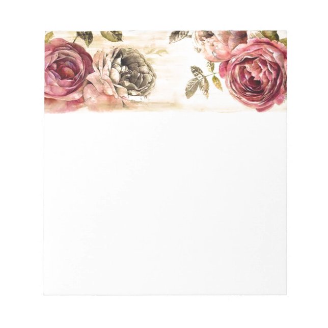 Beautiful Victorian Floral Painting Notepad (Front)
