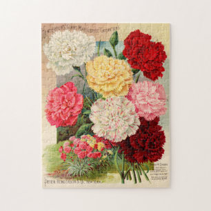 Beautiful Victorian Floral Seed Packet Carnations Jigsaw Puzzle