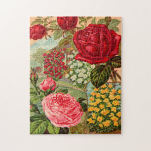 Beautiful Victorian Floral Seed Packet ROSES Jigsaw Puzzle