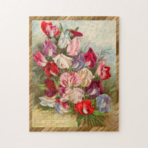 Beautiful Victorian Floral Seed Packet SWEET PEAS Jigsaw Puzzle