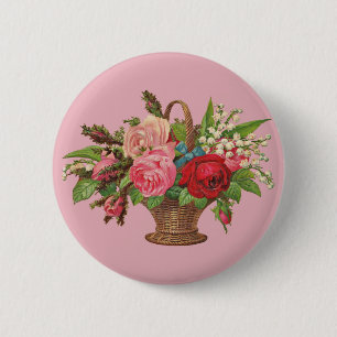 beautiful Victorian flower basket 6 Cm Round Badge
