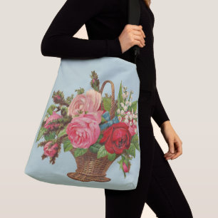 beautiful Victorian flower basket print Crossbody Bag