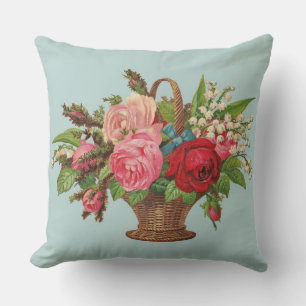 beautiful Victorian flower basket print Cushion