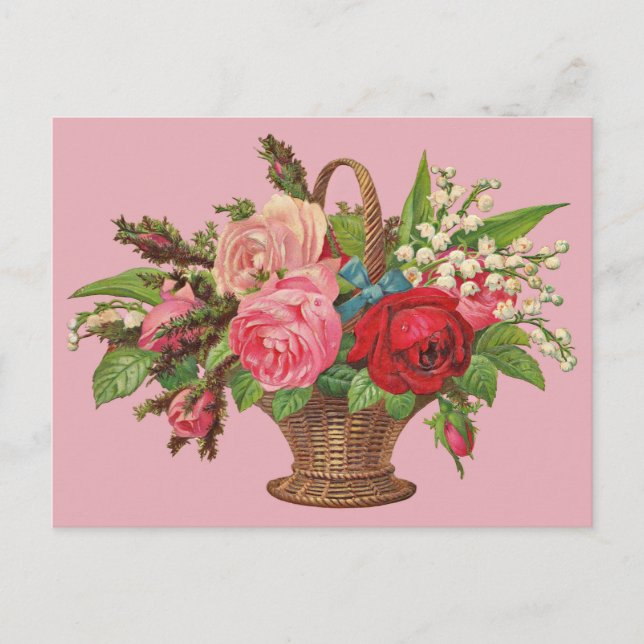 beautiful Victorian flower basket print Postcard (Front)