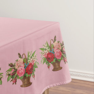 beautiful Victorian flower basket print Tablecloth