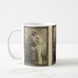 Beautiful Victorian Lady with cut flowers Coffee Mug
