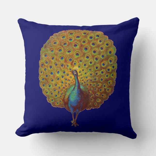 beautiful Victorian peacock print Cushion (Front)