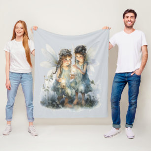 Beautiful Victorian Wearing Blue Garden Fairies  Fleece Blanket