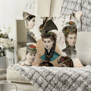 Beautiful Victorian Women Vintage Collage Cushion