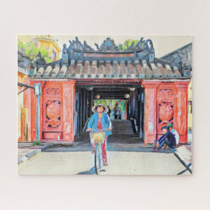 Beautiful Vietnam Asia Japanese Bridge Artwork Jigsaw Puzzle