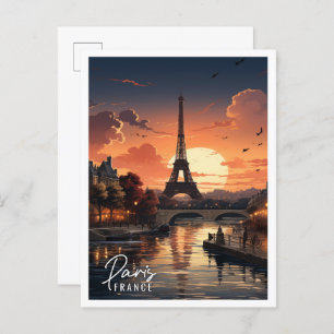 Beautiful view of Eiffel Tower Paris France Postcard