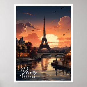 Beautiful view of Eiffel Tower Paris France Poster