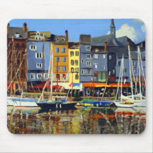 Beautiful View of Sailboats in Honfluere Harbour Mouse Pad