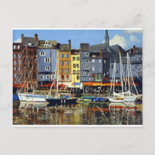 Beautiful View of Sailboats in Honfluere Harbour Postcard