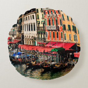 Beautiful view of water street and old buildings i round cushion