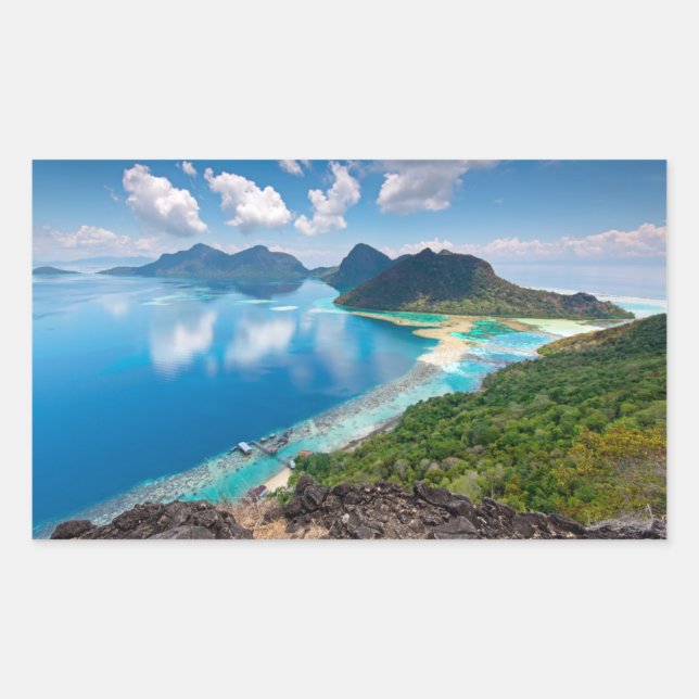 Beautiful View | Top of Bohey Dulang Island Rectangular Sticker (Front)