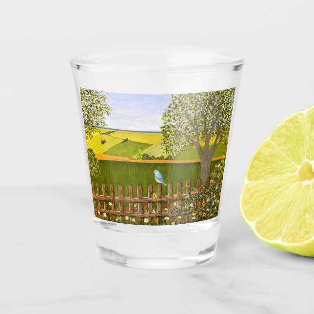 Beautiful View White Shot Glass (Front)