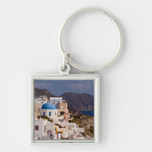 Beautiful village of Oia with white buildings Key Ring