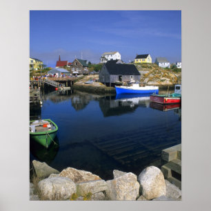 Beautiful village of Peggy's Cove with harbor Poster