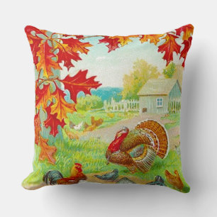 Beautiful Vintage and Rustic Autumn In Farm Cushion
