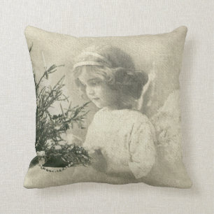 Beautiful  vintage Angel Christmas print Pillow