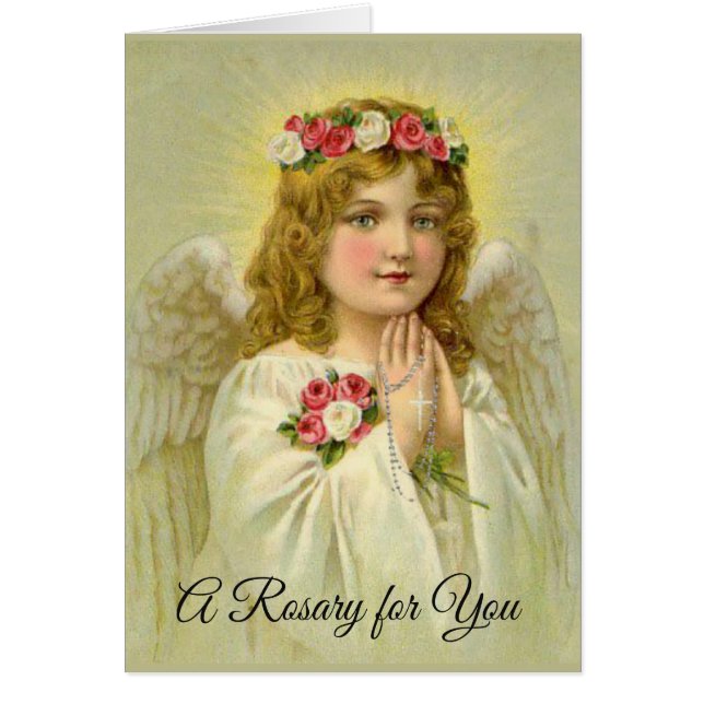 Beautiful Vintage Angel Praying Rosary (Front)