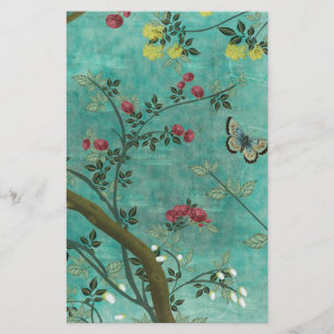 Beautiful vintage antique blossom tree butterflies