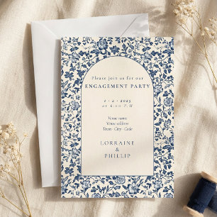 Beautiful vintage arch floral engagement party invitation