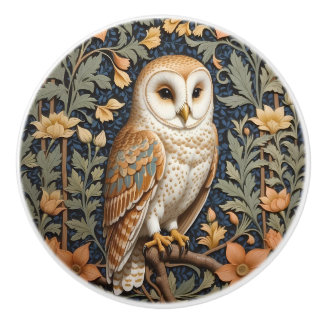 Beautiful Vintage Barn Owl William Morris Inspired Ceramic Knob