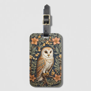 Beautiful Vintage Barn Owl William Morris Inspired Luggage Tag