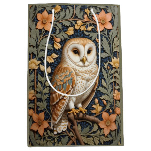 Beautiful Vintage Barn Owl William Morris Inspired Medium Gift Bag