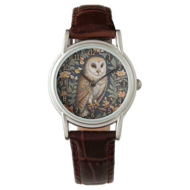 Beautiful Vintage Barn Owl William Morris Inspired Watch (Front)