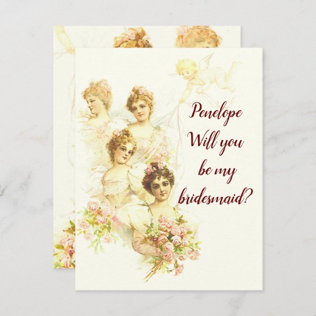 Beautiful Vintage Blushing Bridesmaid Proposal  (Front/Back)