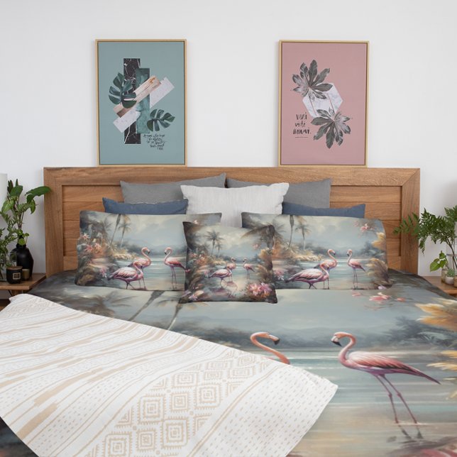 beautiful vintage botanical painting flamingos cushion (Creator Uploaded)