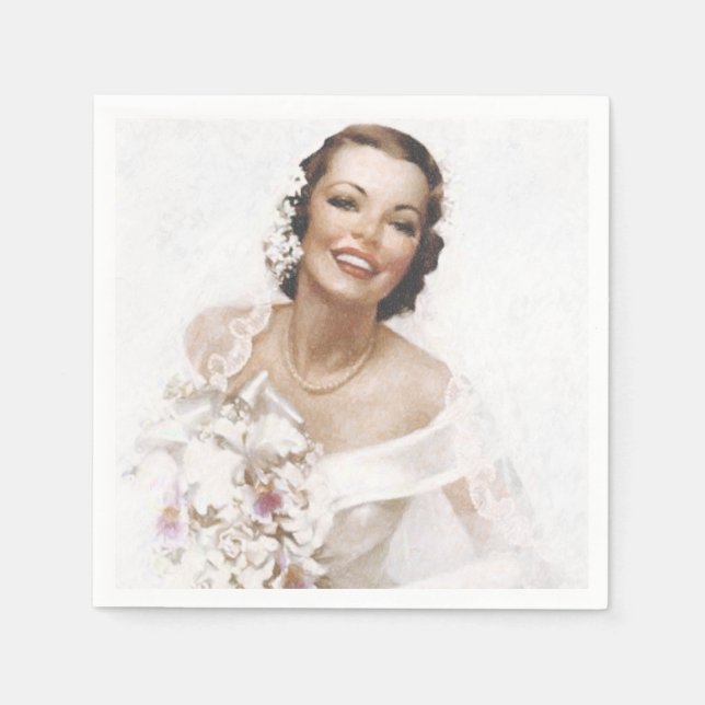 Beautiful Vintage Bride Napkin (Front)