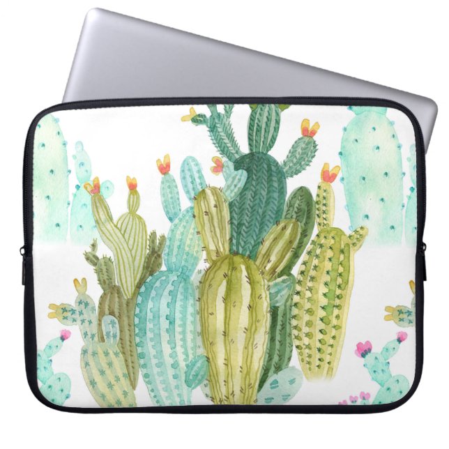 Beautiful vintage cacti, succulents, cactus bloomi laptop sleeve (Front)