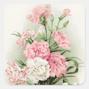 Beautiful vintage carnations flower sticker
