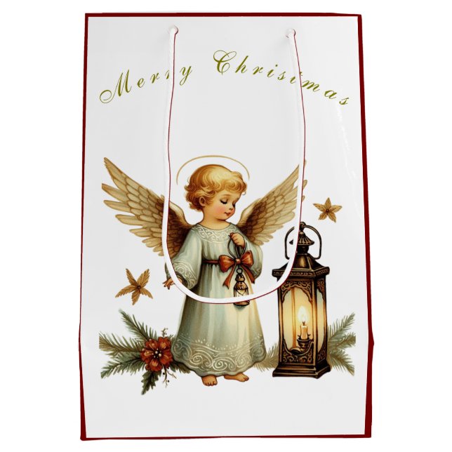 Beautiful Vintage Christmas Angel   Medium Gift Bag (Back)