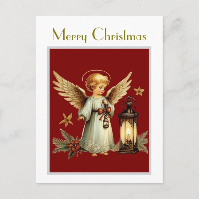 Beautiful Vintage Christmas Angel  Postcard (Front)