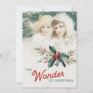 Beautiful Vintage Christmas Angels Holiday Card